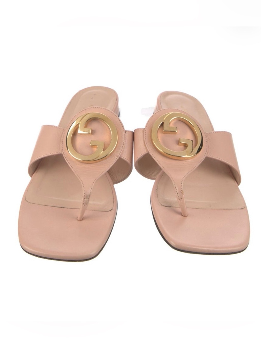Gucci Marmont Leather Thong Sandal with Gold Double G